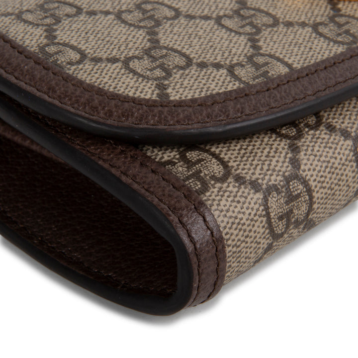 GUCCI GG Supreme Blondie Continental Chain Wallet - Beige & Ebony