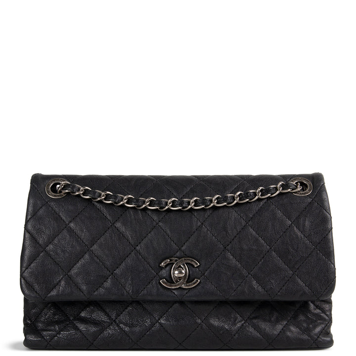Chanel Goatskin Crinkle Leather Flap Bag - Black