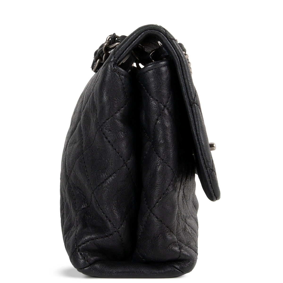 Chanel Goatskin Crinkle Leather Flap Bag - Black