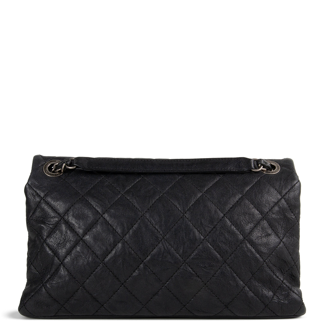 Chanel Goatskin Crinkle Leather Flap Bag - Black