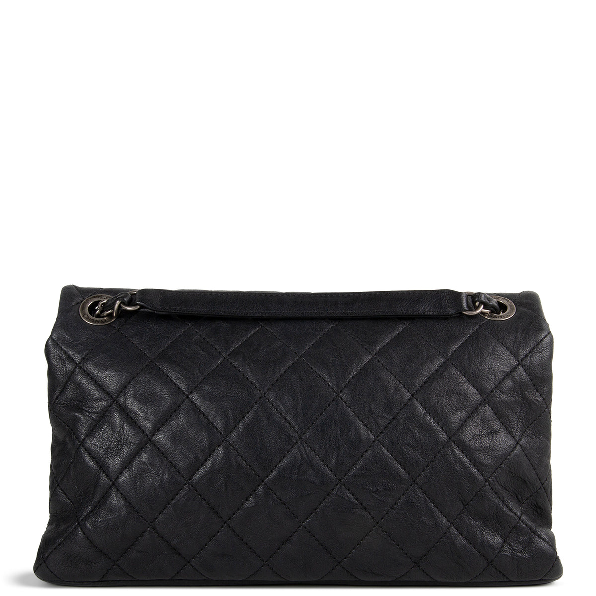 Chanel Goatskin Crinkle Leather Flap Bag - Black