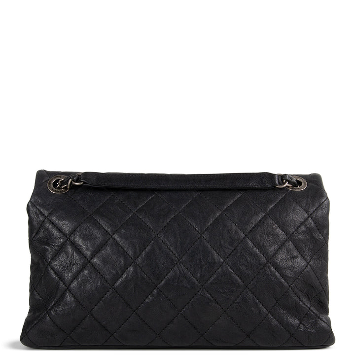 Chanel Goatskin Crinkle Leather Flap Bag - Black