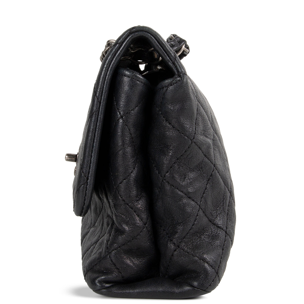 Chanel Goatskin Crinkle Leather Flap Bag - Black
