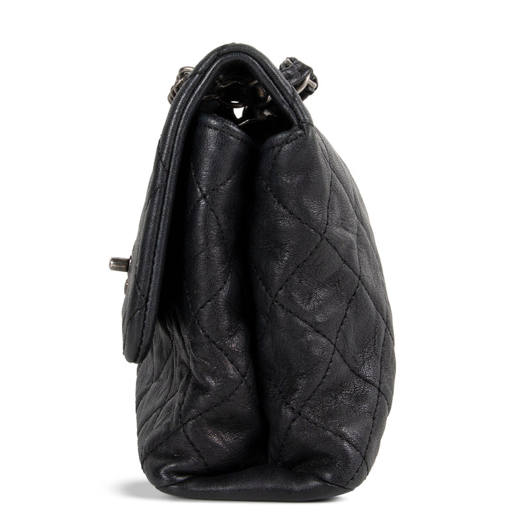 Chanel Goatskin Crinkle Leather Flap Bag - Black