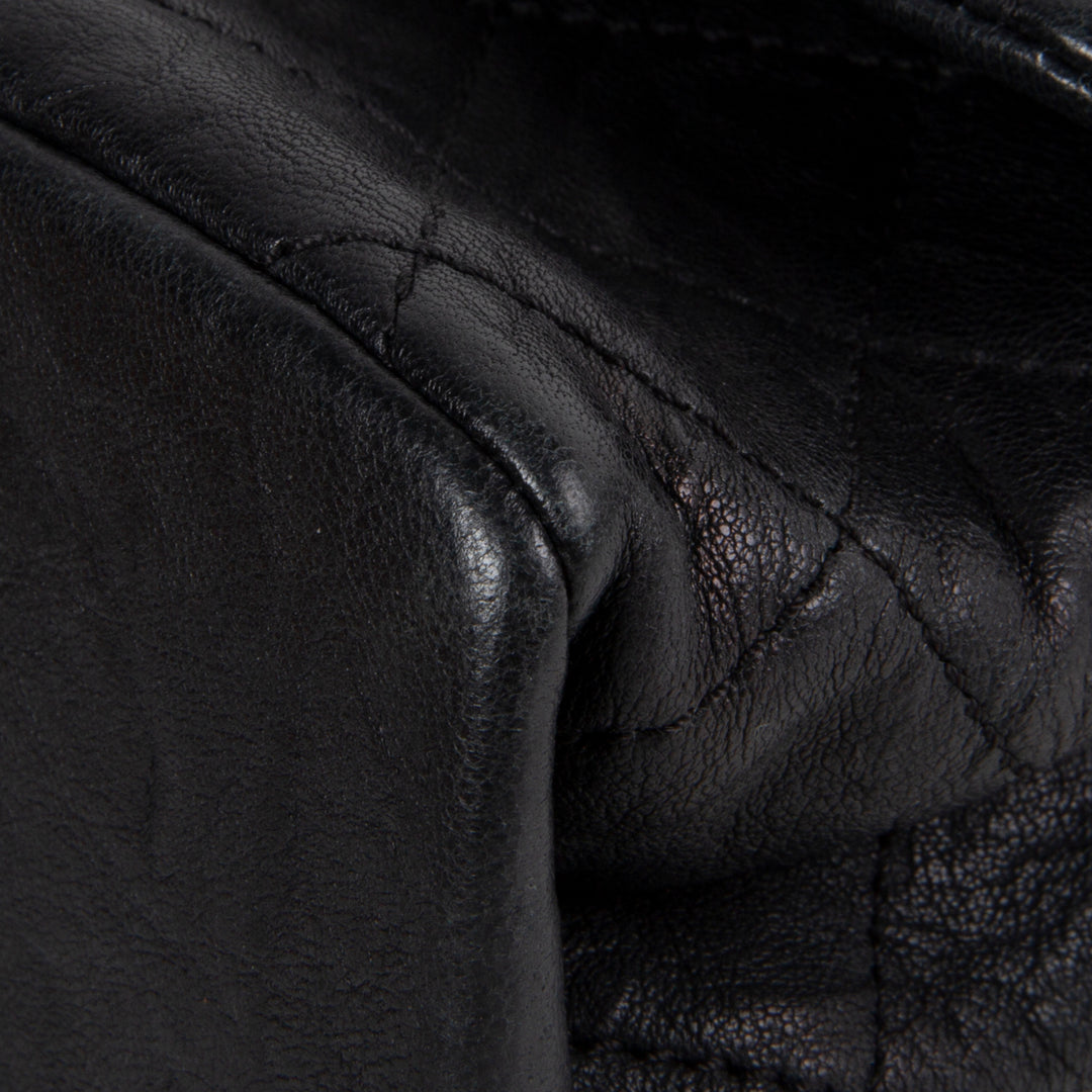 Chanel Goatskin Crinkle Leather Flap Bag - Black