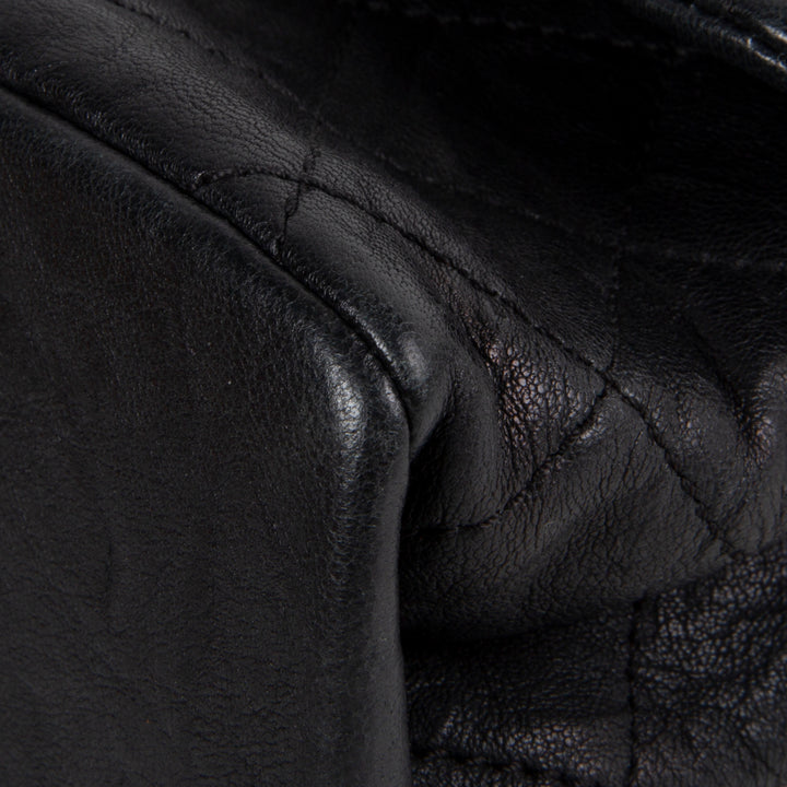 Chanel Goatskin Crinkle Leather Flap Bag - Black