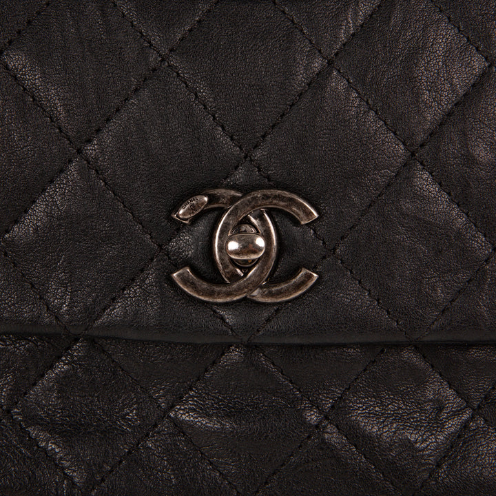 Chanel Goatskin Crinkle Leather Flap Bag - Black