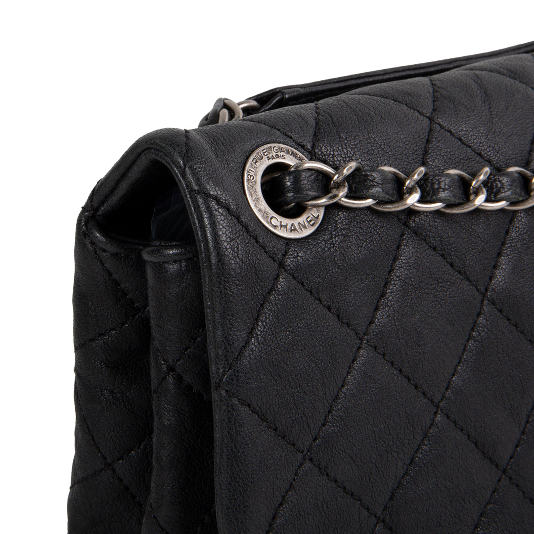 Chanel Goatskin Crinkle Leather Flap Bag - Black