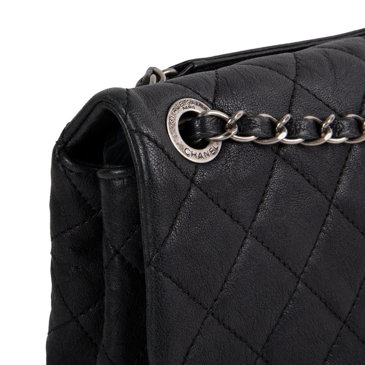 Chanel Goatskin Crinkle Leather Flap Bag - Black