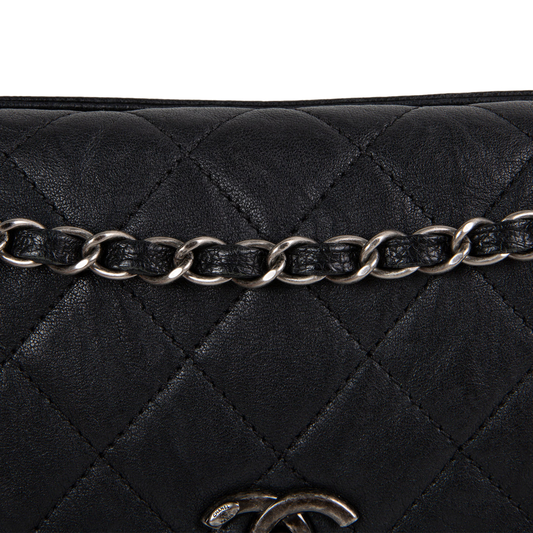 Chanel Goatskin Crinkle Leather Flap Bag - Black