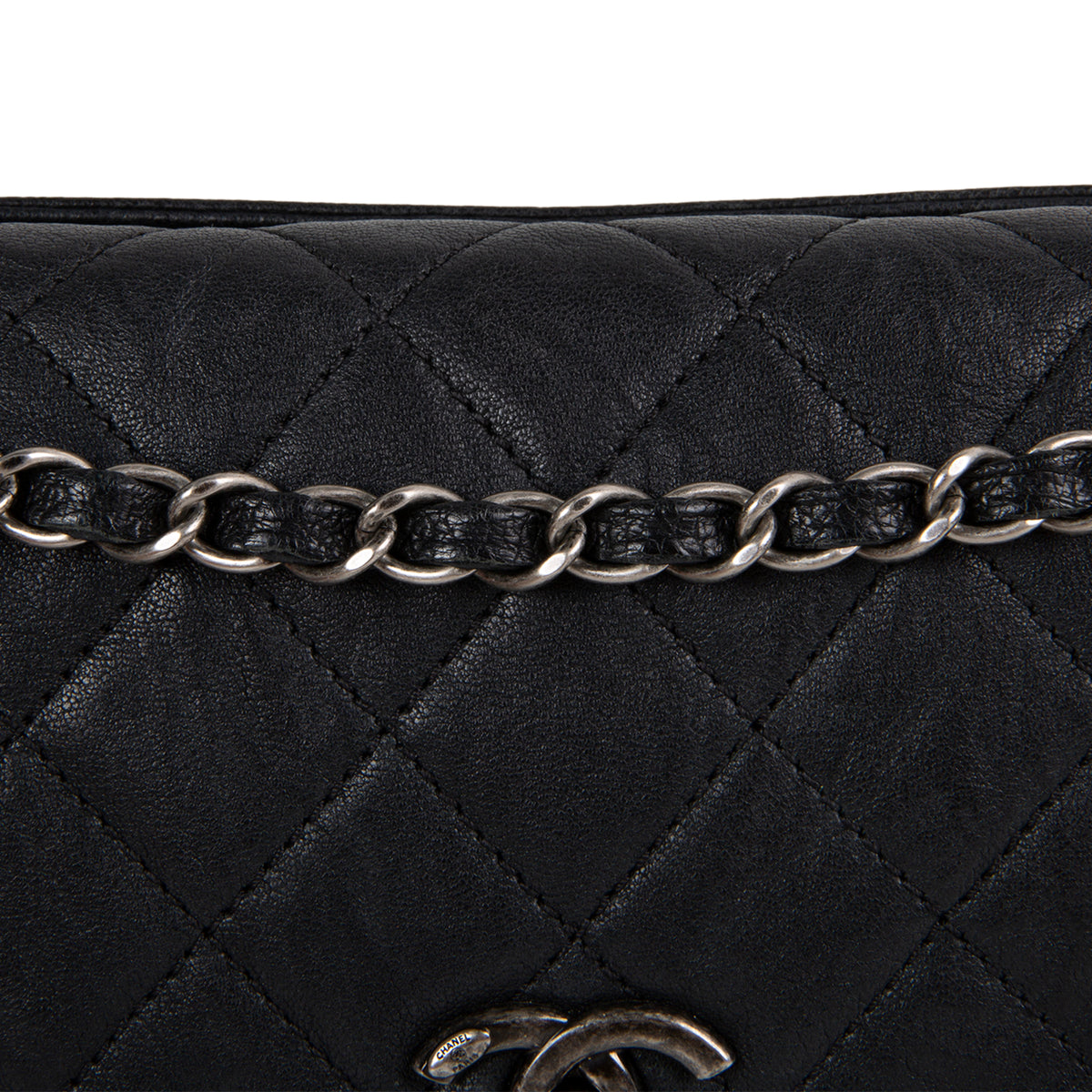 Chanel Goatskin Crinkle Leather Flap Bag - Black