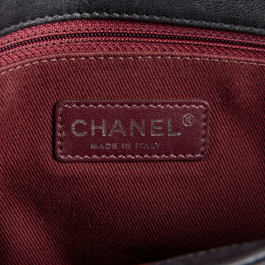Chanel Goatskin Crinkle Leather Flap Bag - Black