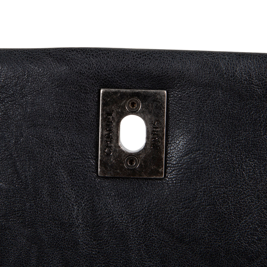 Chanel Goatskin Crinkle Leather Flap Bag - Black