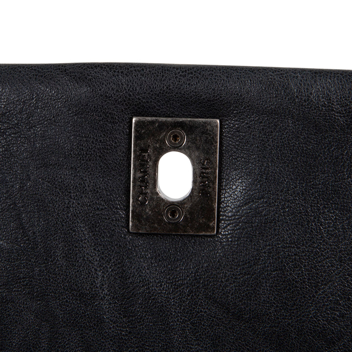 Chanel Goatskin Crinkle Leather Flap Bag - Black