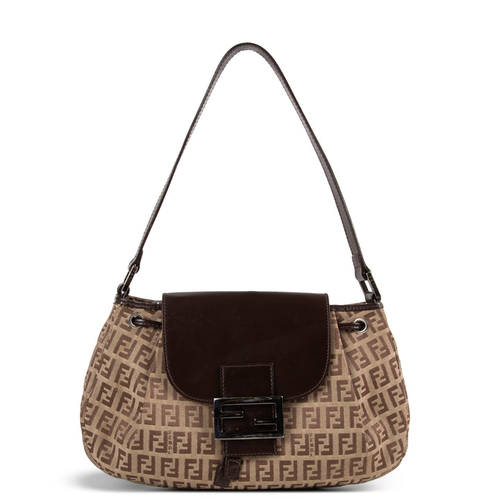 FENDI Zucchino Shoulder Bag - Brown/Tan