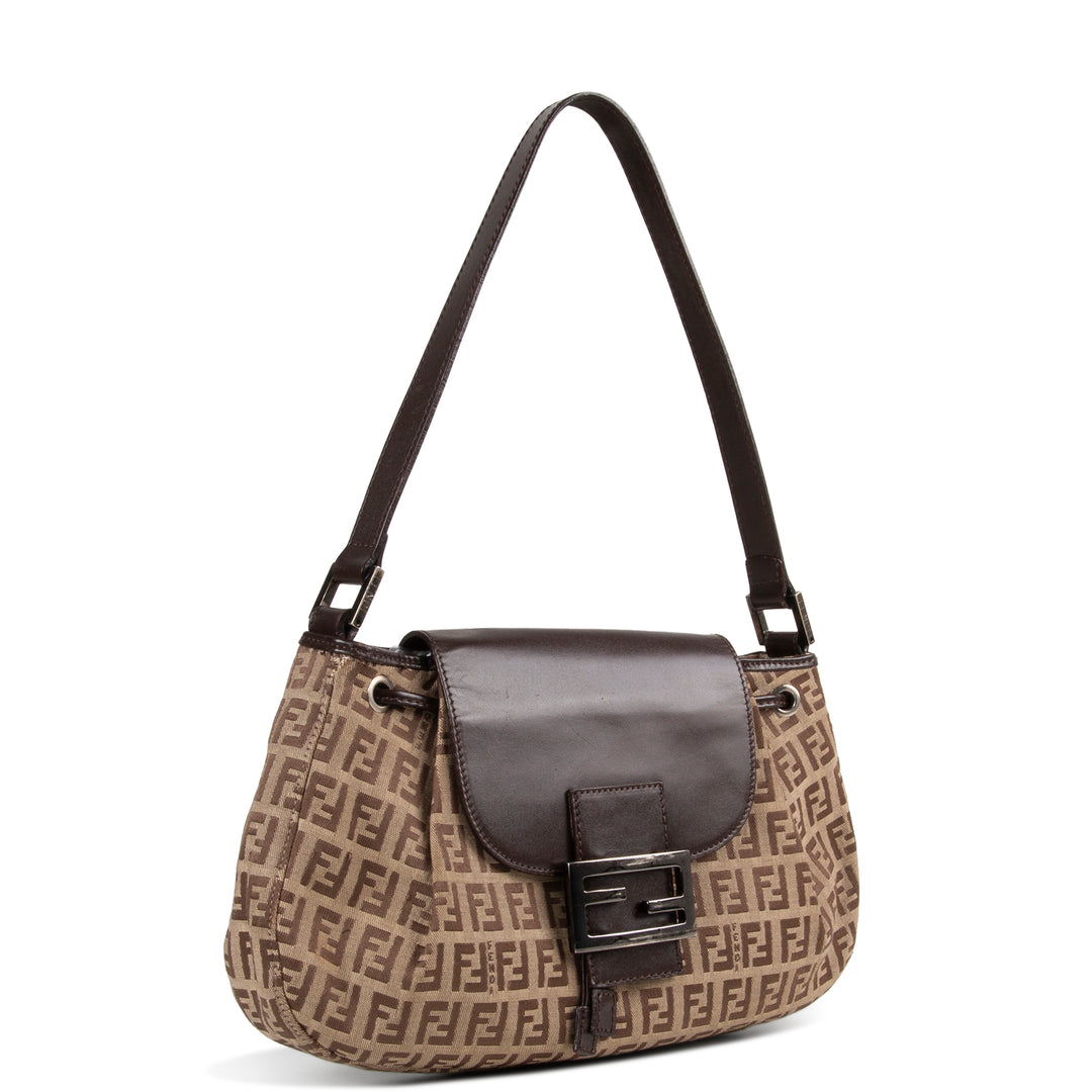 FENDI Zucchino Shoulder Bag - Brown/Tan