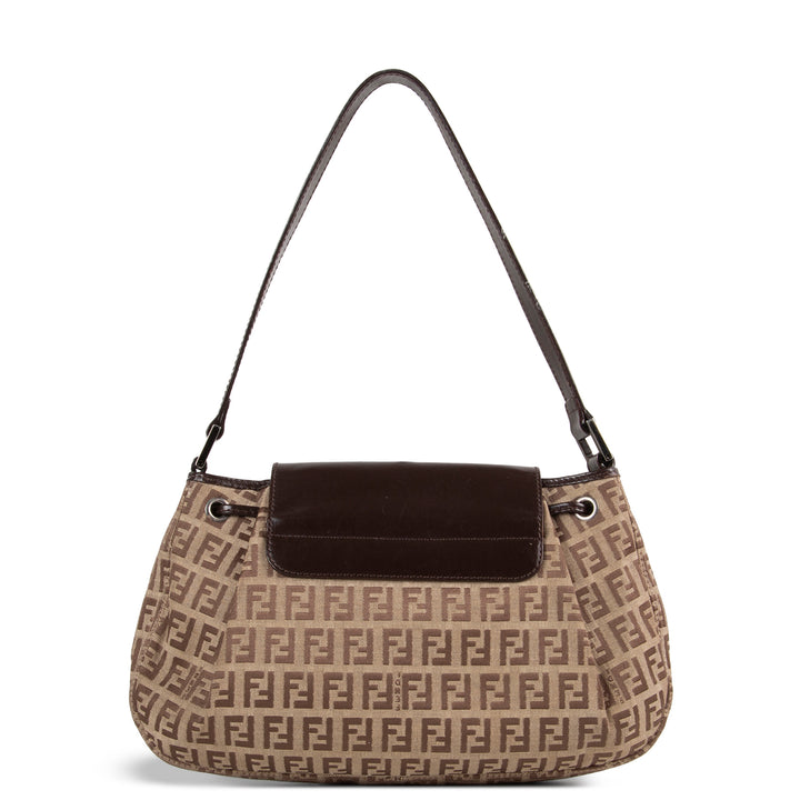 FENDI Zucchino Shoulder Bag - Brown/Tan