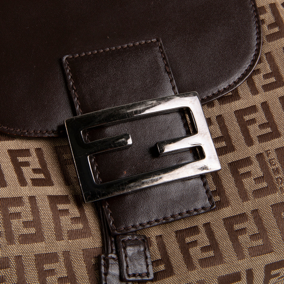 FENDI Zucchino Shoulder Bag - Brown/Tan