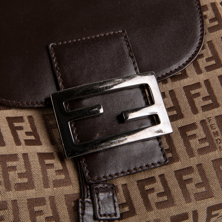 FENDI Zucchino Shoulder Bag - Brown/Tan