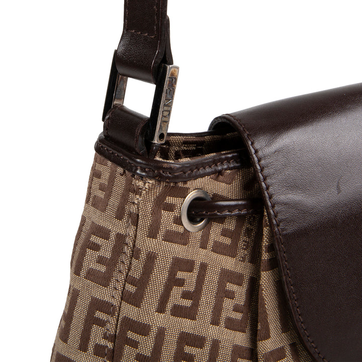 FENDI Zucchino Shoulder Bag - Brown/Tan