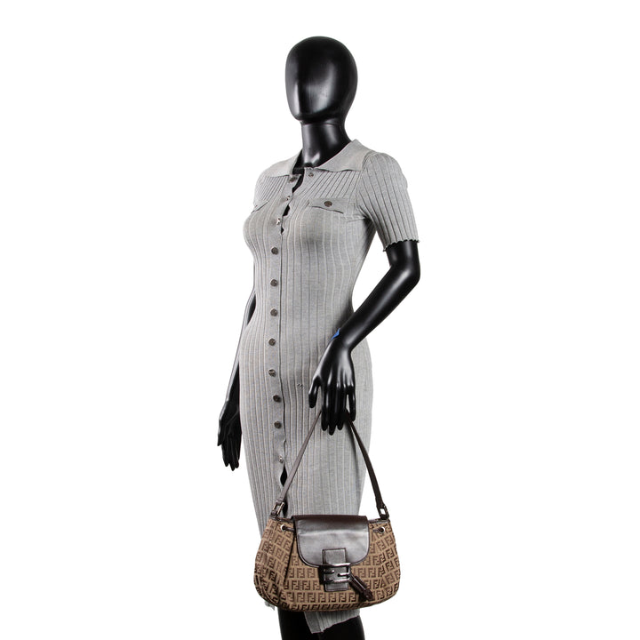FENDI Zucchino Shoulder Bag - Brown/Tan
