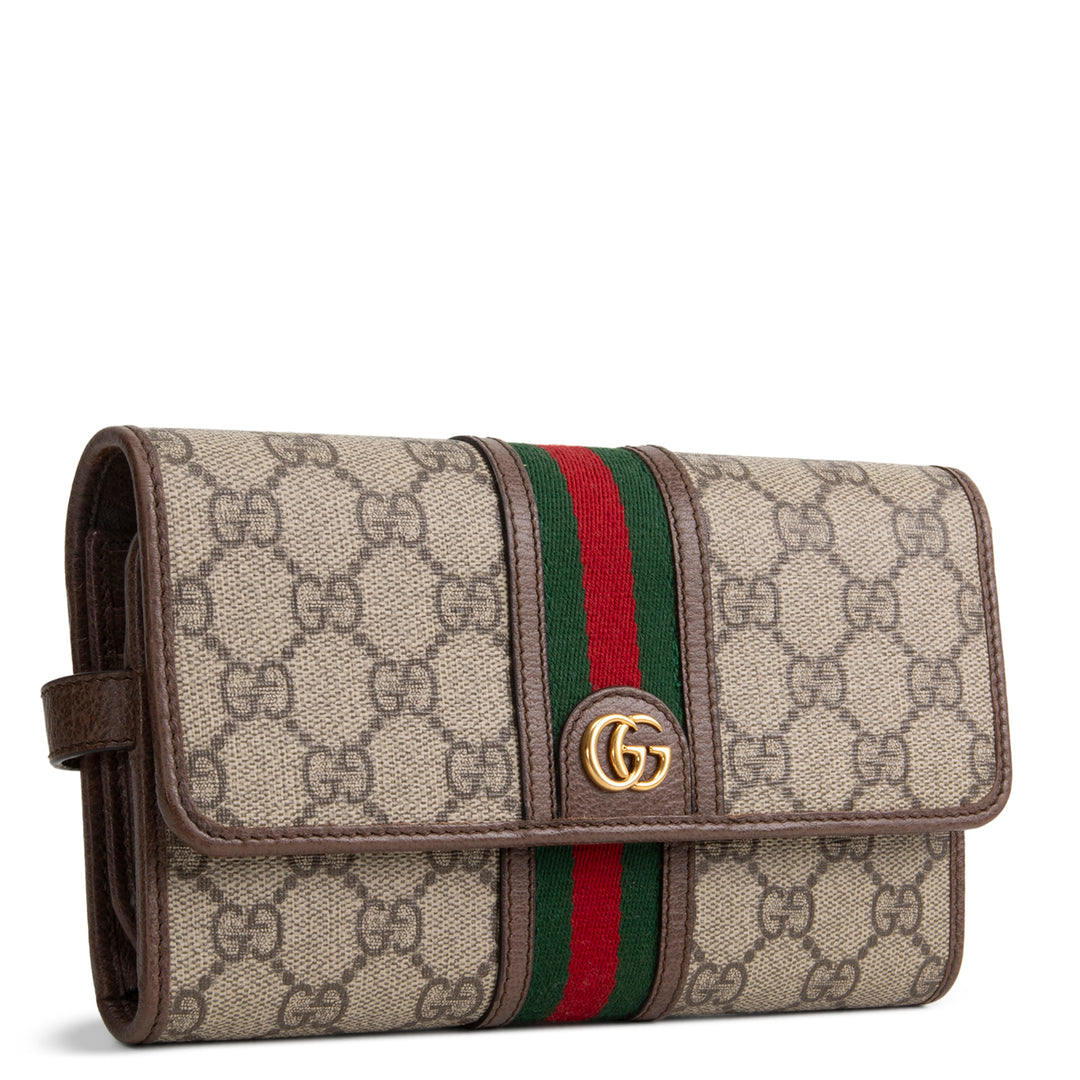 GUCCI GG Supreme Web Ophidia Crossbody Wallet