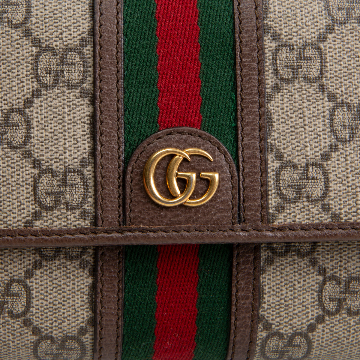 GUCCI GG Supreme Web Ophidia Crossbody Wallet