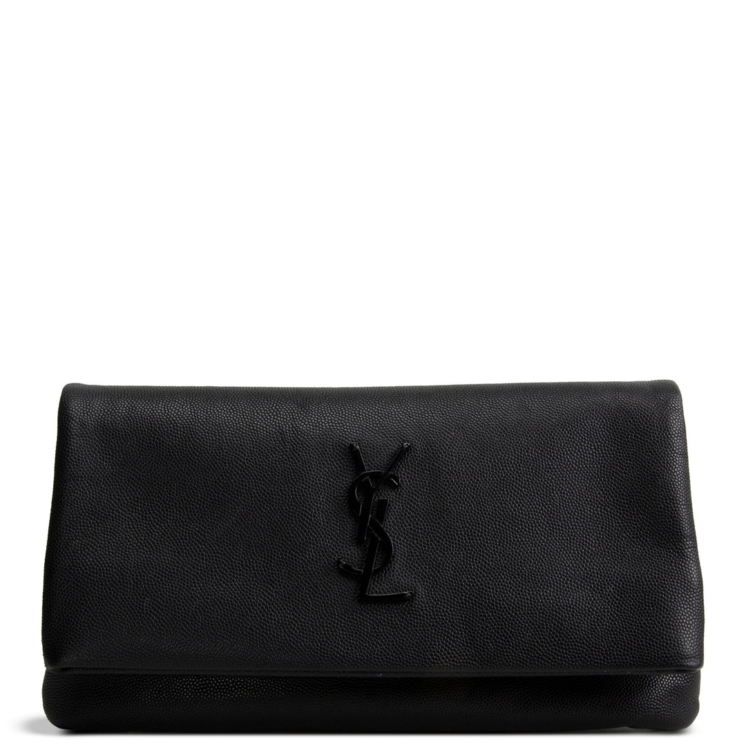 SAINT LAURENT West Hollywood Foldover Clutch - Black
