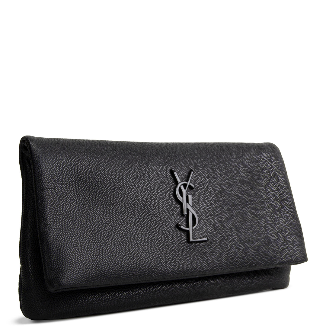 SAINT LAURENT West Hollywood Foldover Clutch - Black
