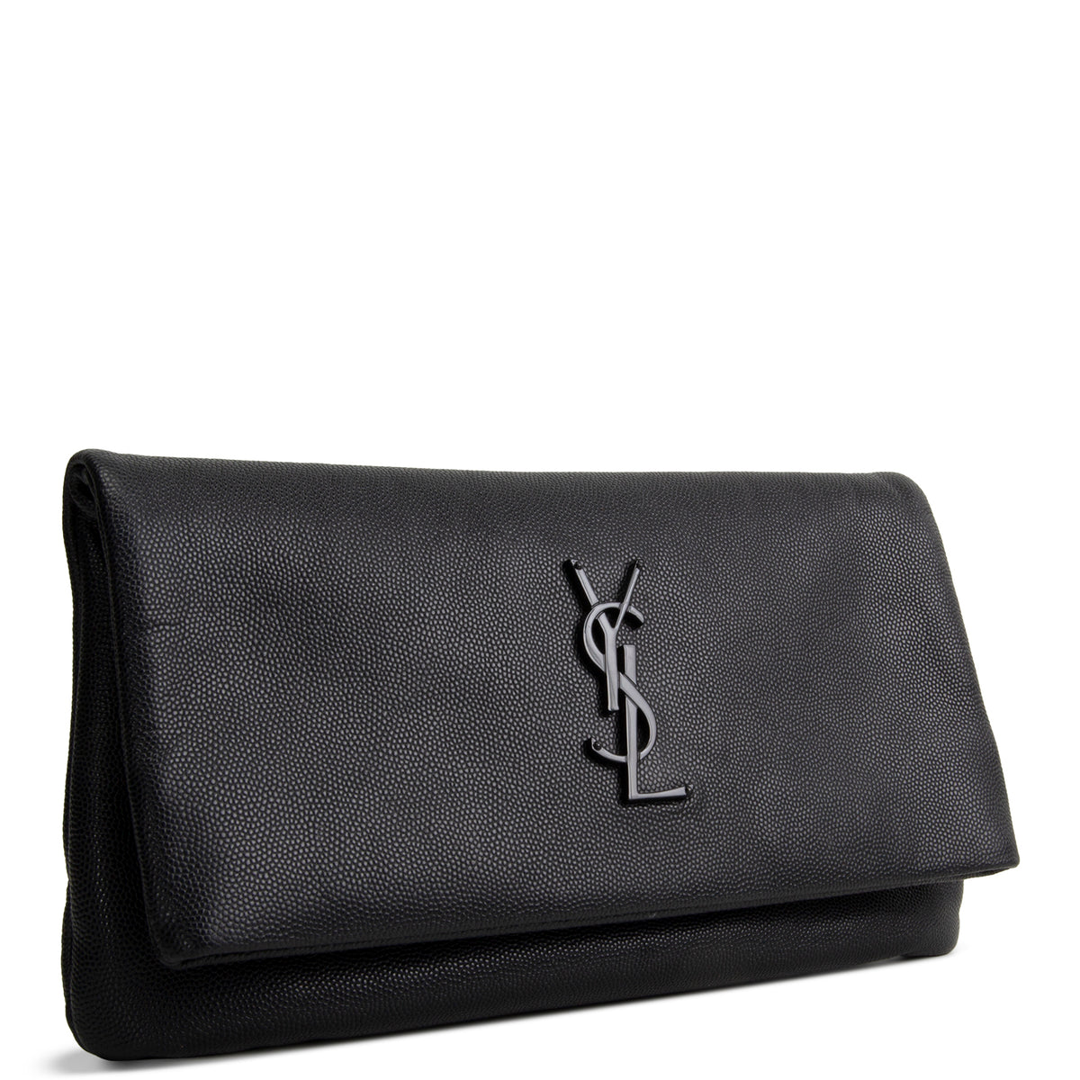 SAINT LAURENT West Hollywood Foldover Clutch - Black