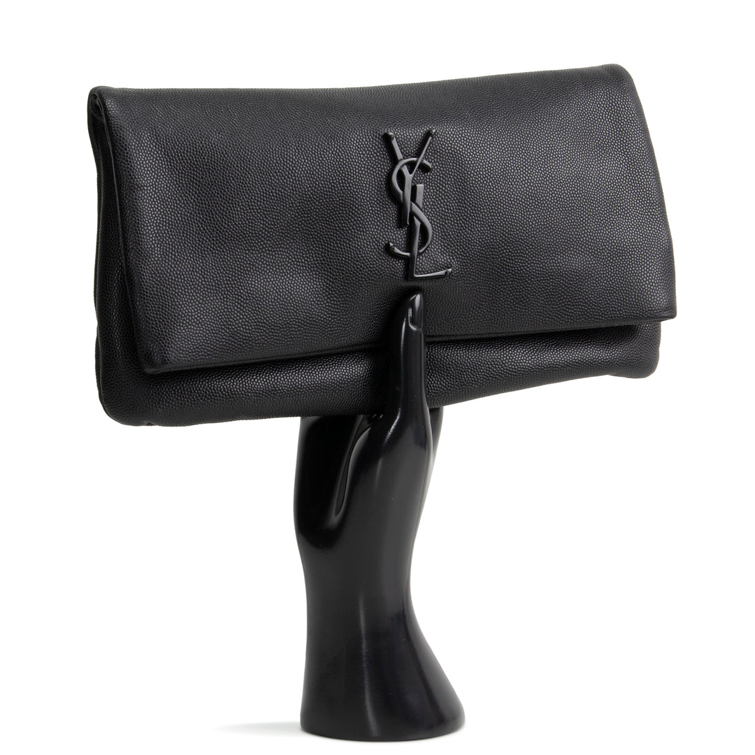 SAINT LAURENT West Hollywood Foldover Clutch - Black