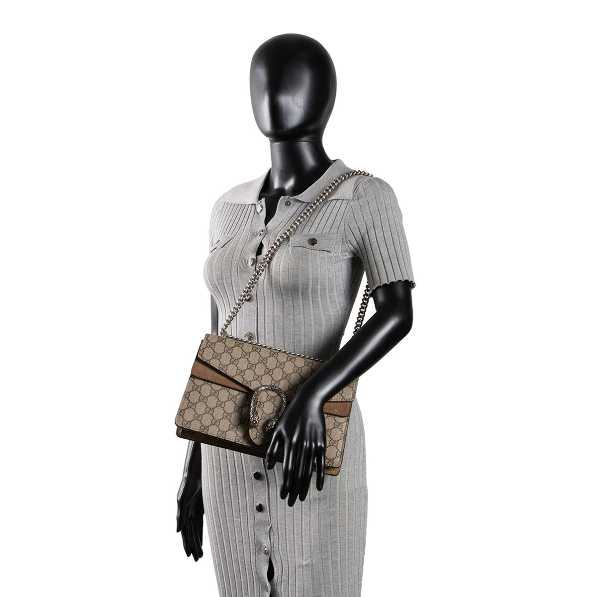 GUCCI GG Supreme Small Dionysus Shoulder Bag - Beige &amp; Ebony