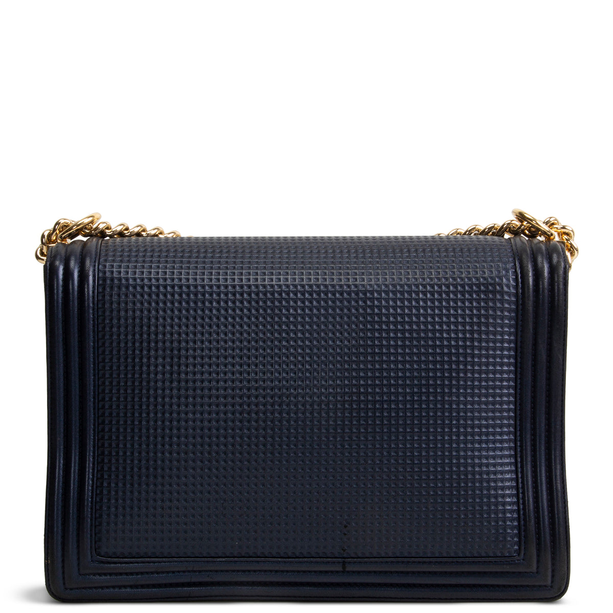 CHANEL Cubed Lambskin Embossed Large Boy Bag