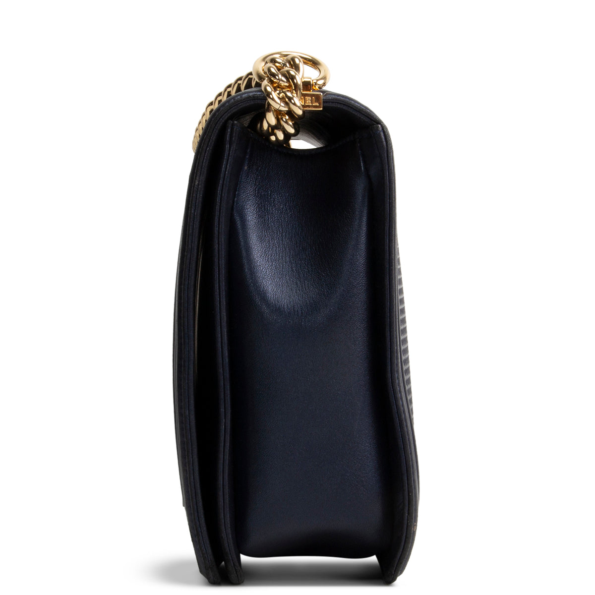 CHANEL Cubed Lambskin Embossed Large Boy Bag