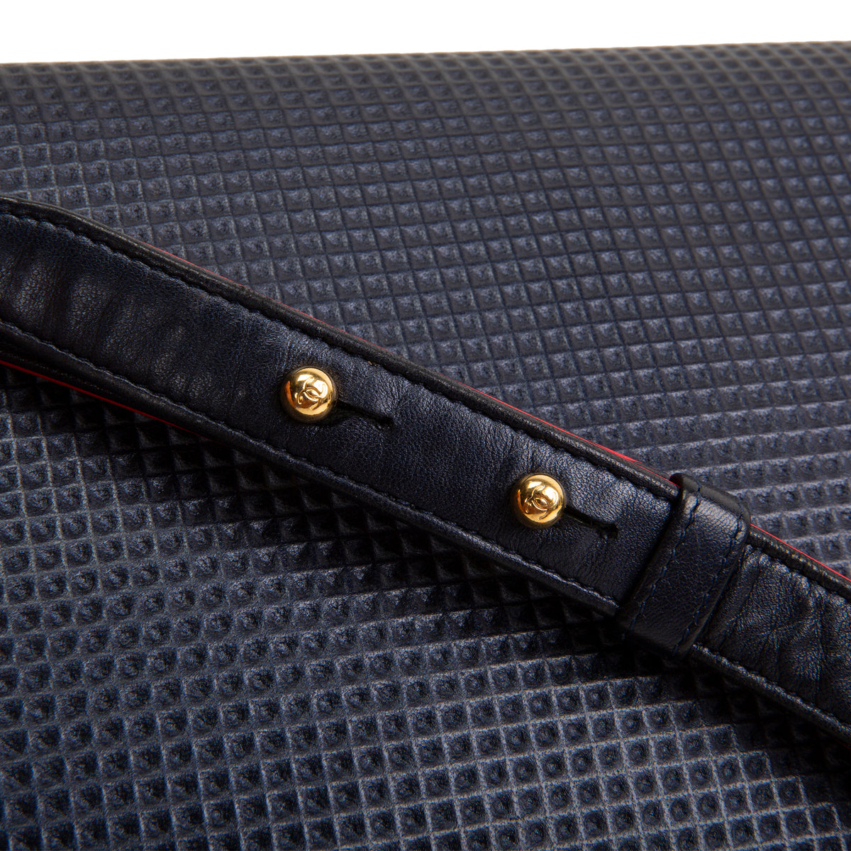 CHANEL Cubed Lambskin Embossed Large Boy Bag