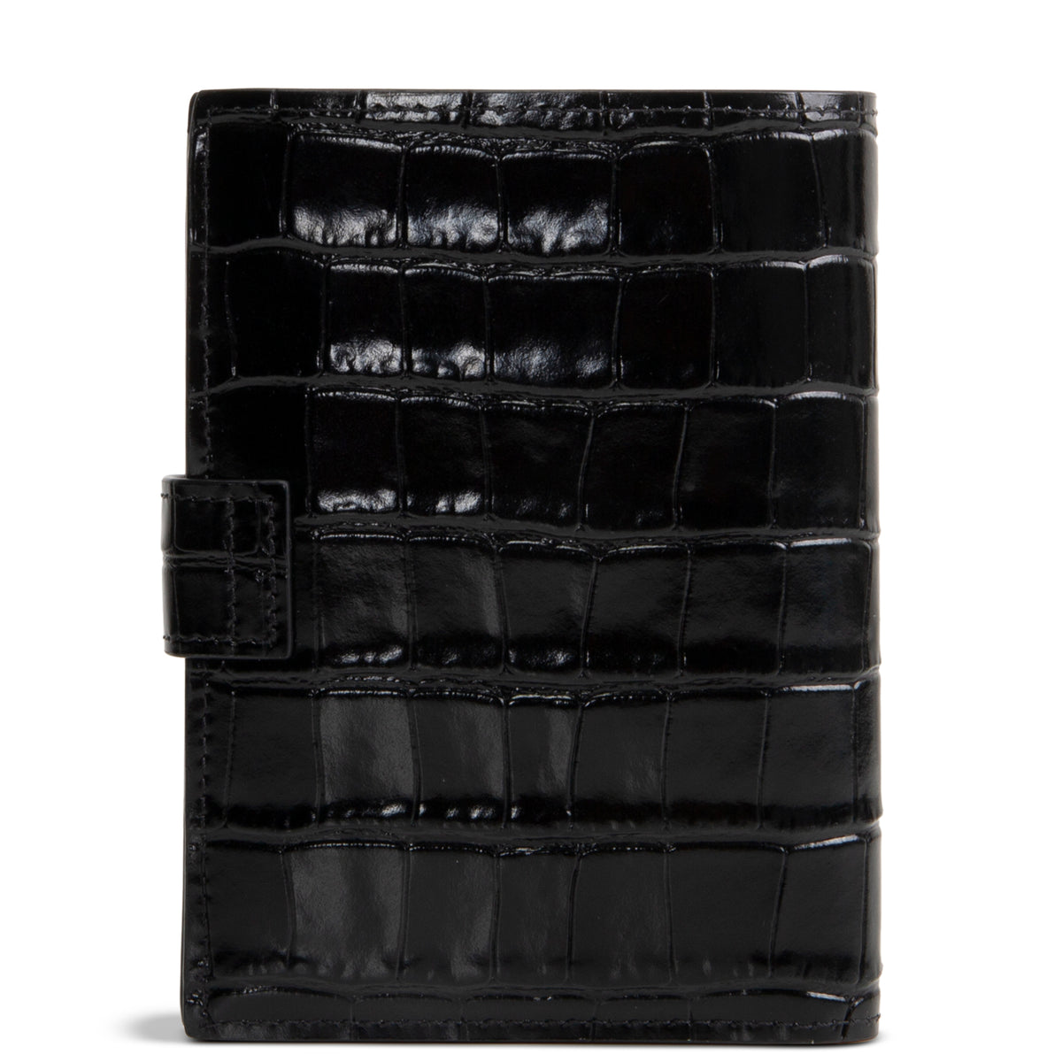 CHANEL Crococo Embossed Passport Cover - Black