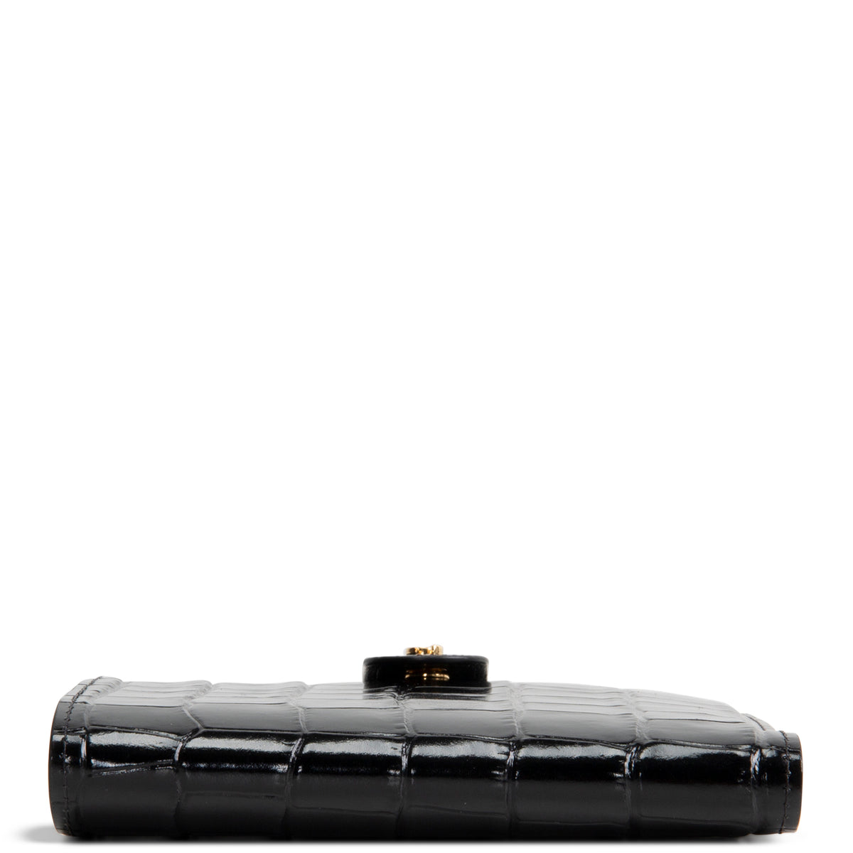 CHANEL Crococo Embossed Passport Cover - Black