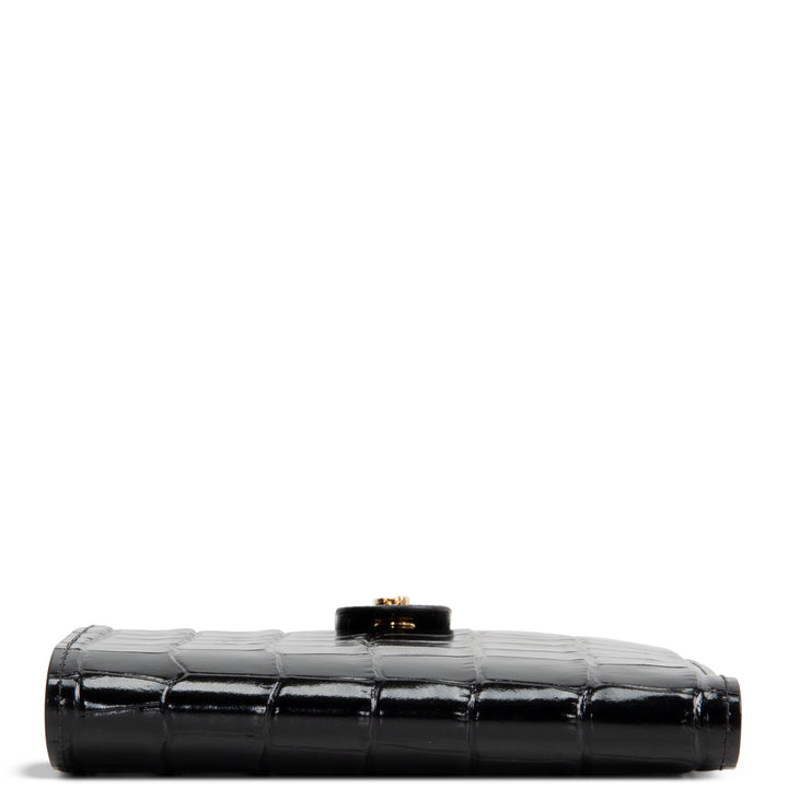 CHANEL Crococo Embossed Passport Cover - Black
