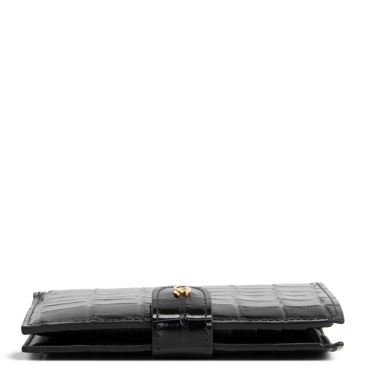 CHANEL Crococo Embossed Passport Cover - Black