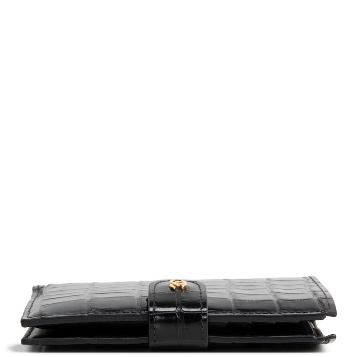CHANEL Crococo Embossed Passport Cover - Black