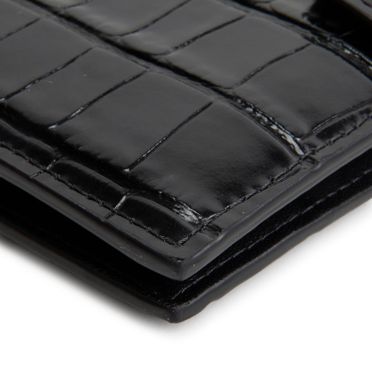 CHANEL Crococo Embossed Passport Cover - Black