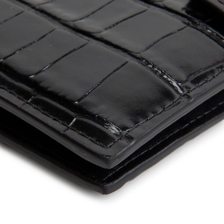 CHANEL Crococo Embossed Passport Cover - Black