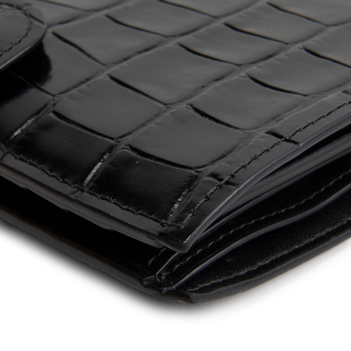 CHANEL Crococo Embossed Passport Cover - Black