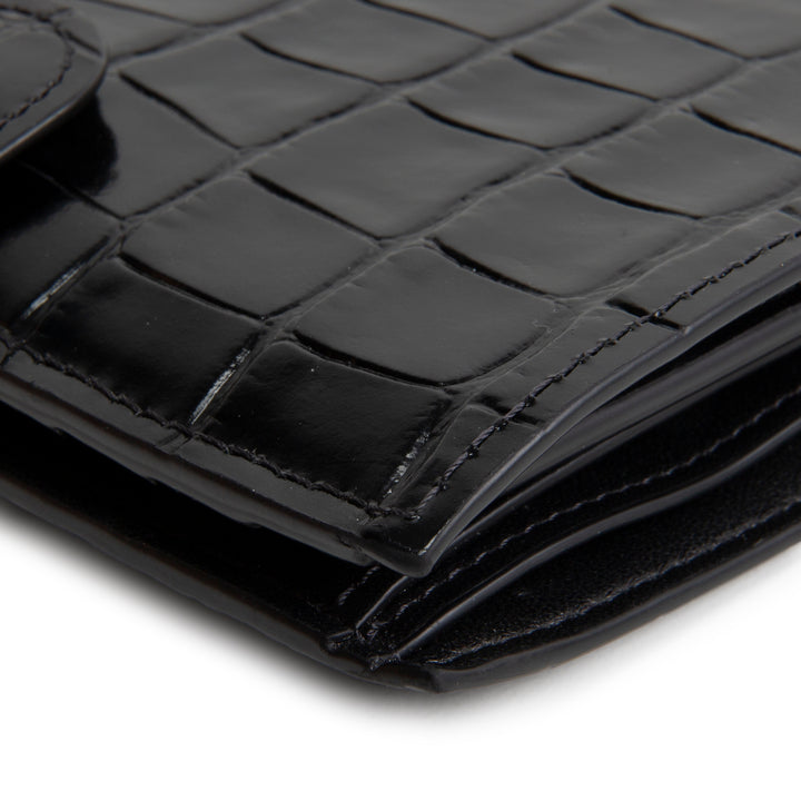 CHANEL Crococo Embossed Passport Cover - Black