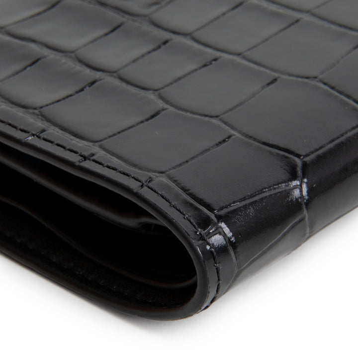 CHANEL Crococo Embossed Passport Cover - Black