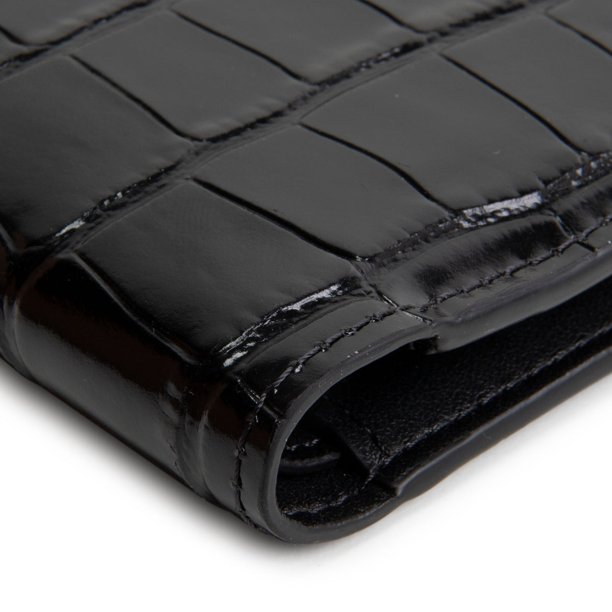 CHANEL Crococo Embossed Passport Cover - Black