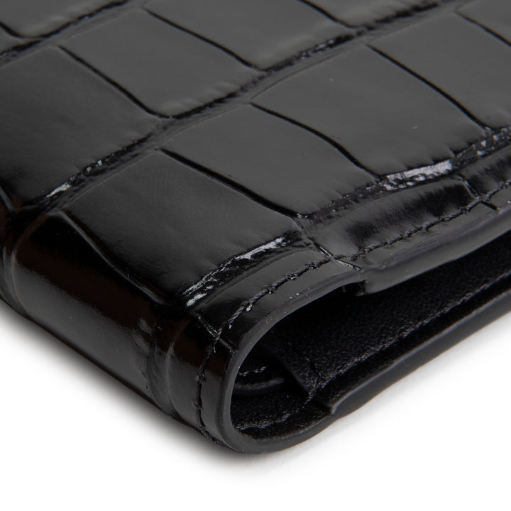 CHANEL Crococo Embossed Passport Cover - Black