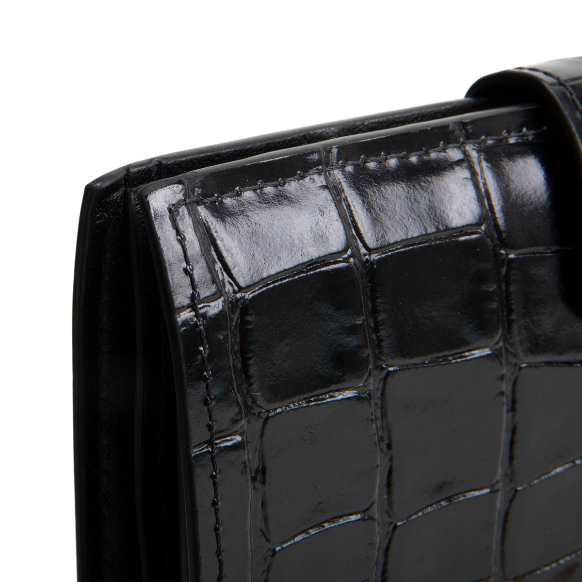 CHANEL Crococo Embossed Passport Cover - Black