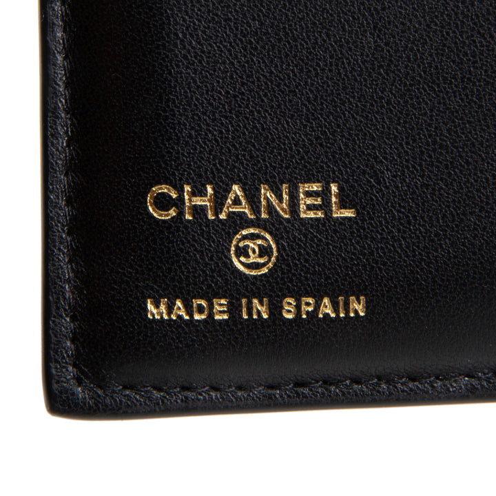 CHANEL Crococo Embossed Passport Cover - Black