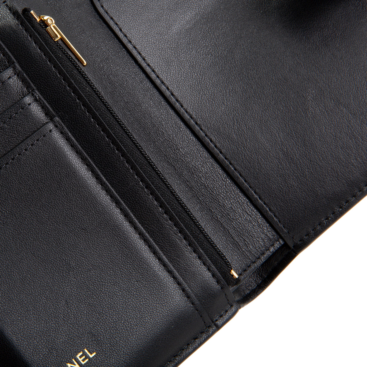CHANEL Crococo Embossed Passport Cover - Black